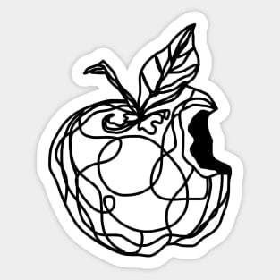 Abstract Apple Forbidden Fruit Bite Line Art Sticker